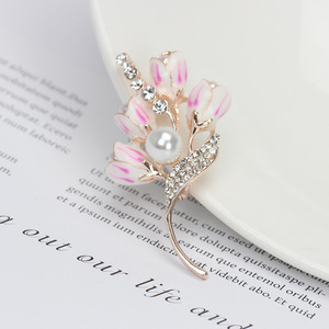 Spilla <span class=keywords><strong>di</strong></span> alta qualità fiore Magnolia Micro zircone intarsiato alla moda Versatile accessori per cappotto <span class=keywords><strong>di</strong></span> seta spilla sciarpa - Product Image 5