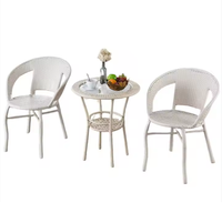 Usine Extérieur Rotin Jardin Salle À Manger 1 Table et 2 Chaises Ensemble Patio Table Chaises pour Restaurant Café Hôtel Hôtel Meubles