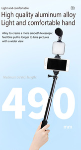 Selfie Fotografie Video Handheld Vlog Stand Stativ Stabilisator <span class=keywords><strong>Kit</strong></span> LED Füll licht Mikrofon Remote Shutter Telefon Kamera Aufnahme - Product Image 3