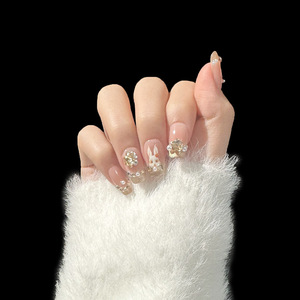<span class=keywords><strong>Faux</strong></span> ongles courts en résine faits à la main en France, effet œil de chat, avec strass, dégradé, art des ongles, code court, doux - Product Image 4