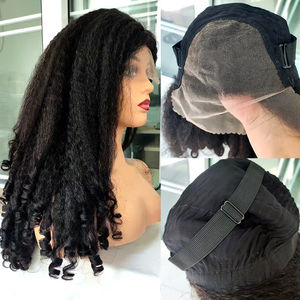 Perruques en dentelle sans colle, densité 250, <span class=keywords><strong>cheveux</strong></span> bouclés Yaki rebondissants, 100% <span class=keywords><strong>cheveux</strong></span> vierges brésiliens bruts, ondulations corporelles crépues 4C, perruques frontales en dentelle 13x4 - Product Image 4