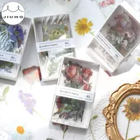 4 tasarımlar satıyor çiçekli serisi kutulu etiketler kutusu çıkartmalar yaratıcı Mini cep dekorasyon DIY malzeme çerçevesi çıkartmalar JIUMO