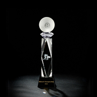 Trophée en cristal de golf pour compétitions sportives, cadeaux personnalisés, fabriqué par Small Bridge Professional Factory