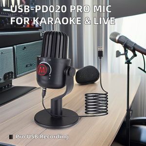 ไมโครโฟนบันทึกเสียง USB แบบมืออาชีพ PD020กล่องสื่อสารแบบมีสายสำหรับ<span class=keywords><strong>คาราโอเกะ</strong></span>อินเทอร์เฟซ Type-C แบบเรียลไทม์ - Product Image 3