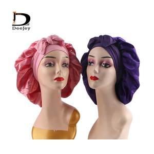 <span class=keywords><strong>Bonnet</strong></span> de nuit en satin de soie réglable avec lien et écharpe, logo personnalisé, faible MOQ - Product Image 2