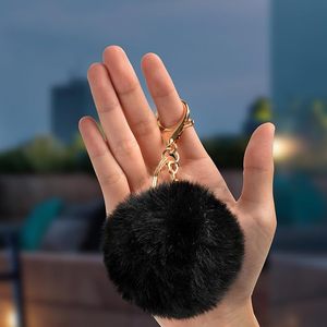 Llavero con Bola de Pelo Sintético de Conejo, Suave y Esponjoso, con Cristal Brillante para Mujer - Product Image 6