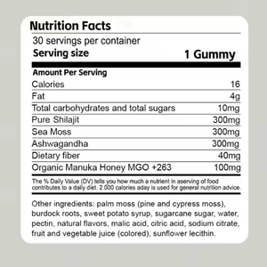 Gomitas 3 en 1 OEM/ODM, Gomitas de Shilajit del Himalaya, Algas Marinas, Ashwagandha, Suplementos Herbales para la Salud, Energía e Inmunidad de Adultos - Product Image 2