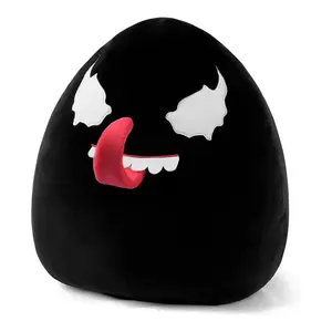 Stresslinderung weiches kuscheliges schwarzes Eierkissen rote elastische Zunge runde Eierpuppen mit lustigem Ausdruck 17 Zoll Plüsch klassische Spielzeuge