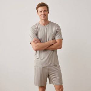 Ensemble de pyjama 2 pièces en bambou pour hommes – Tenue décontractée personnalisée et confortable pour homme – Vêtements de nuit amples – Vente en gros usine - Product Image 5