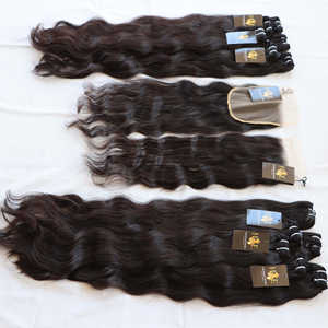 มัดผมมนุษย์ผมหยิกเป็นลอนคุณภาพ11A พร้อมฝาปิดผมมนุษย์สีธรรมชาติ - Product Image 1