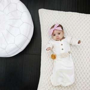 Oganic Cotton <strong>Newborn</strong> Baby Girl Boy Sleeping <strong>Dressing</strong> <strong>Gown</strong> with Hat - Product Image 5