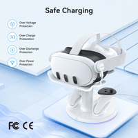 Station de charge rapide AMVR CD2 Quest 3/3S 18W magnétique pour VR avec lumière ambiante RGB et kit de charge pour manettes