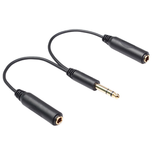 Venta al por mayor personalizado chapado en oro 6,35mm <span class=keywords><strong>Mono</strong></span> TS <span class=keywords><strong>1</strong></span>/<span class=keywords><strong>4</strong></span> "macho a doble hembra <span class=keywords><strong>1</strong></span>/<span class=keywords><strong>4</strong></span>" divisor de Audio Y Cable para amplificador altavoz guitarra - Product Image 5