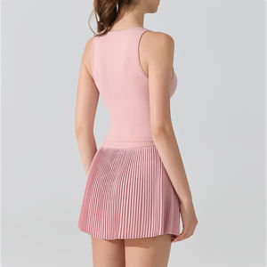 Nueva llegada verano a prueba de golpes gimnasio camiseta sin mangas chica plisada hermosa falda con bolsillo pantalones cortos baile mujeres ropa de tenis - Product Image 2