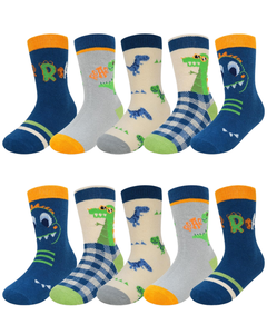 <span class=keywords><strong>Chaussettes</strong></span> de trampoline antidérapantes respirantes en coton doux pour enfants, motif dessin animé coloré, 5 paires par lot, vente en gros - Product Image 1