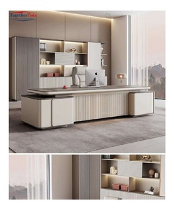 Bureau de direction rectangulaire avec construction en panneaux haute densité, finition peinture lisse et rangement latéral - Product Image 4