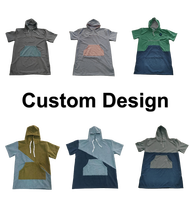 Combinaison à langer Poncho tissu avec capuche et poche d'impression pour surfeur nageur microfibre sport Plaid plaine ronde serviettes de plage