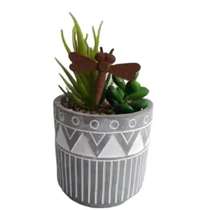 Small size handmade cement crafts painted succulent pot cement planter for sale