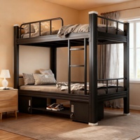 Fabricant en gros de cadres de lit en métal modernes, durables, à deux niveaux, à bas prix pour adultes, pour chambre à coucher, appartement, hôtel, école, hôpital