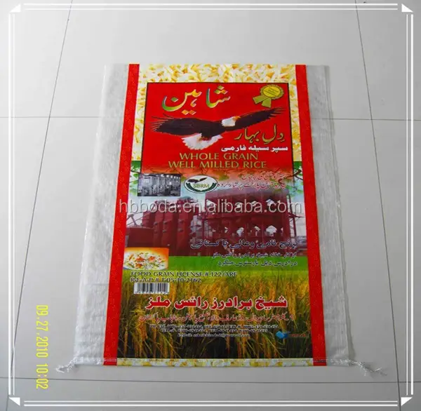 Fábrica al por mayor 5kg 25kg 50kg polipropileno BOPP laminado PP bolsa tejida para Basmati jazmín bolsa de embalaje de arroz