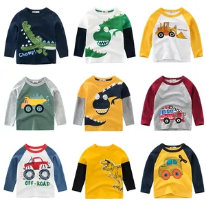 Kids Long Sleeve T-Shirt Children Girls Boys Round Neck Sweatshirts Child Kid Dinosaur Cartoon Tops KidのCotton Jersey T Shirt