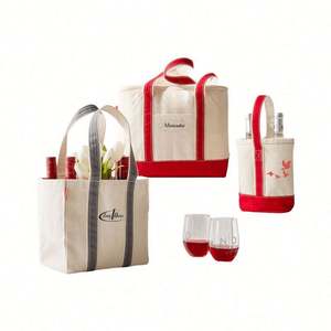 Bolsa de Lona Reutilizable Personalizable para 4-6 Botellas de Vino con Divisores para Promociones - Product Image 1