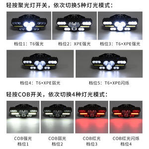 Lampe frontale LED TD201, batterie rechargeable 2200 mAh, lumière blanche, lampe de course en plein air, lampe frontale à bandeau - Product Image 5