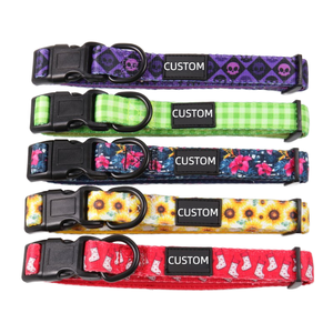 Collar Ajustable para Mascotas de Poliéster, Diseño Nuevo con Estampado Colorido para Pasear Perros, Personalización Personalizada - Product Image 1