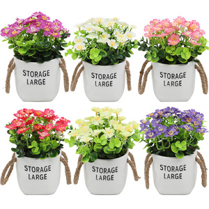 Home Kitchen Office Desktop Decorations Artificial Potted Flowers Faux Plants Plastic Flowers Bonsai