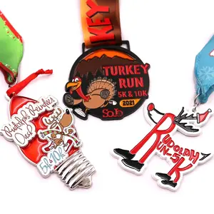 High Quality Cheap Price Custom Engrave Logo Cartoon Design Metal Zinc Alloy Running Marathon Sport Medal