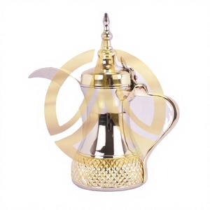 Dallah arabe traditionnelle en métal avec couvercle, personnalisable en laiton ou en acier inoxydable, pour le service de café et de thé sur table dans les hôtels et restaurants - Product Image 1