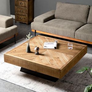 Mesa de Centro Moderna Minimalista con Tapa de Madera Maciza de Roble, Duradera, para Apartamentos Pequeños, Juego de Muebles para Sala de Estar con Estructura de Madera - Product Image 3