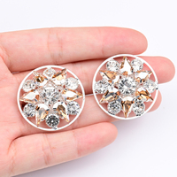 30mm mode terbuat dari air mata kristal bulat logam kancing berlian imitasi dengan batang untuk kemeja manset perhiasan gaun pernikahan