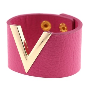 Pulsera grande de piel sintética para mujer, brazalete de piel sintética, sencillo, combina con todo, OL V, joyería de mano - Product Image 1