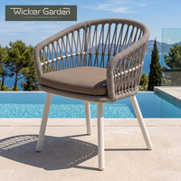 Chaise de jardin élégante en corde tressée avec structure en aluminium et coussin pour terrasse de complexe hôtelier – Vente en gros