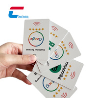 Carte de visite professionnelle NFC programmable en usine avec code QR, carte de révision sur les réseaux sociaux, carte NFC Google Review, PVC NFC Tap NTAG 213, carte RFID sociale