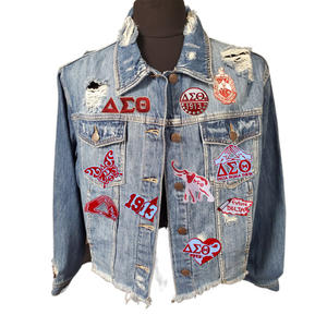 DELTA Conjunto bordado Parche Redz 1913 Delta Girl Texas State J13 Delta <span class=keywords><strong>Sigma</strong></span> Theta Símbolo de hermandad Parche de sarga de hierro Color rojo - Product Image 6