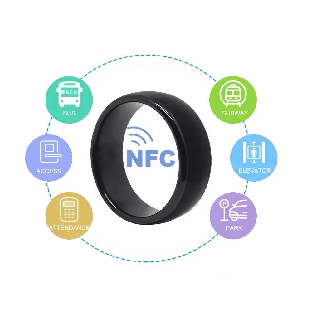 OTPS Custom Ceramic Smart Finger Ring 13.56 mhz T5577 UID 216 Access control Key RFID Smart NFC Ring for Payment