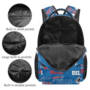 Mochila Unisex Personalizada con Estampado de los <span class=keywords><strong>Buffalo</strong></span> Bills de la <span class=keywords><strong>NFL</strong></span>, de Poliéster, con Tirantes Curvos para Estudiantes de Secundaria - Product Image 2