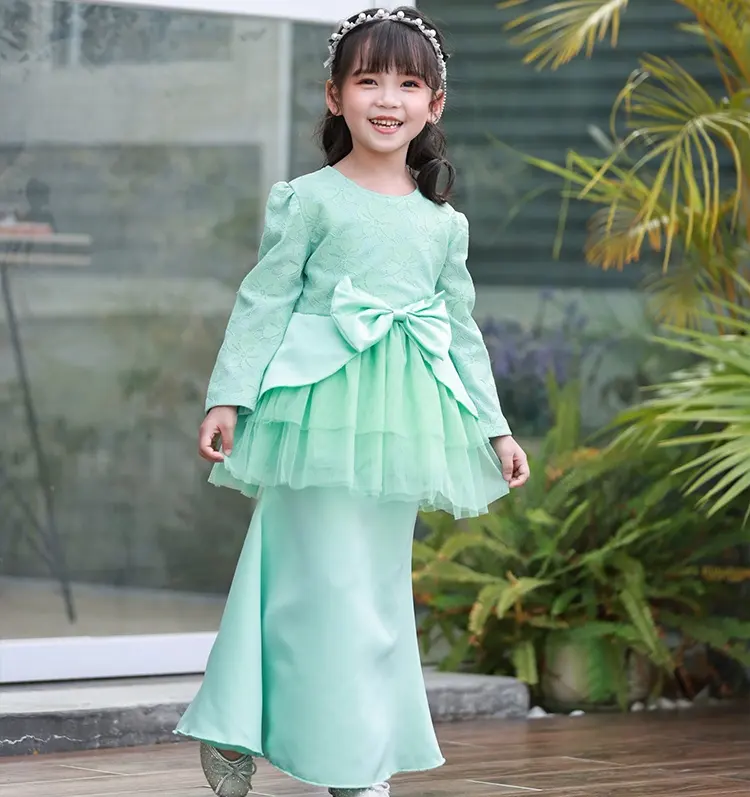 Novo produto na china princesa festa bonito músculo kurung malásia para menina