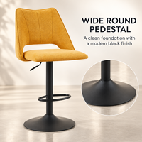 Tabourets de comptoir confortables avec revêtement en tissu orange et assise en mousse, design nordique créatif et simple, pivotants en acier inoxydable