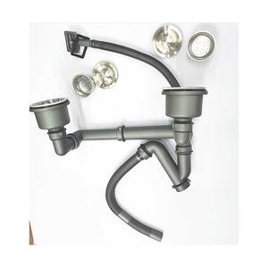 <span class=keywords><strong>Kit</strong></span> de vidange pour évier à double bac et siphon en forme de V pour évier de cuisine double, siphon d'évier - Product Image 3