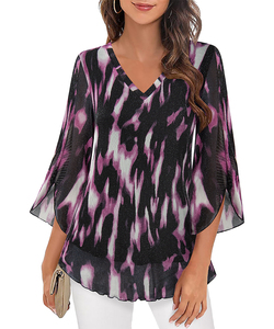 ODM kemeja blus wanita warna polos lengan pendek desain terbaru kustom 2024 diskon besar musim panas musim semi desain baru ukuran <span class=keywords><strong>Plus</strong></span> - Product Image 3