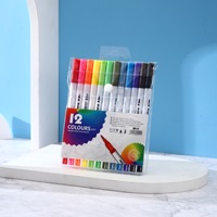 Ensemble de 12 marqueurs d'art à double pointe en feutre pour adultes et enfants - Stylos pinceaux pour la calligraphie et l'aquarelle