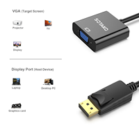 Adaptor DP ke VGA, Kabel Konverter DP Male ke VGA Female 0.2M 1080P untuk Monitor, Proyektor, Komputer, Laptop, HDTV, PVC OEM