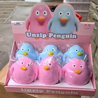 Jouet anti-stress géant en TPR souple en forme de pingouin à dézipper, en stock