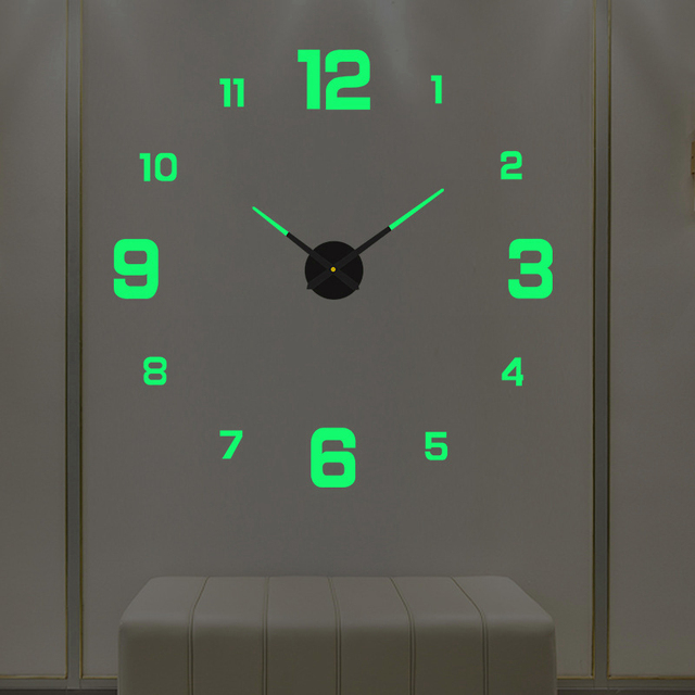 3D Luminous Frameless Wall Clocks DIY Digital Clock Wall Stickers Silent Clock for Home Living Room Office Wall Decor