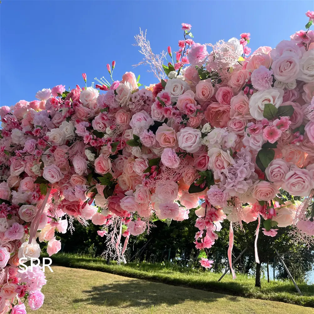 SPR PINK suministros de flores decorativas 8*8 pies arco cuadrado escenario marco Floral jardín telón de fondo techo boda novia boda flor