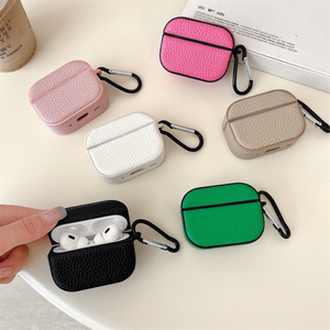 เคสหนัง PU ลายลิ้นจี่สีเรียบง่ายสำหรับ Apple Airpods 3 Pro 2  ฝาครอบหูฟังไร้สายพร้อมกล่องชาร์จสำหรับ Airpods 4 - Product Image 1