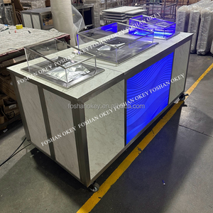 Comedor moderno, cafetería tipo buffet con calentadores de comida por inducción, iluminación Led, mesa de catering, estación de buffet de mármol rectangular moderna - Product Image 6